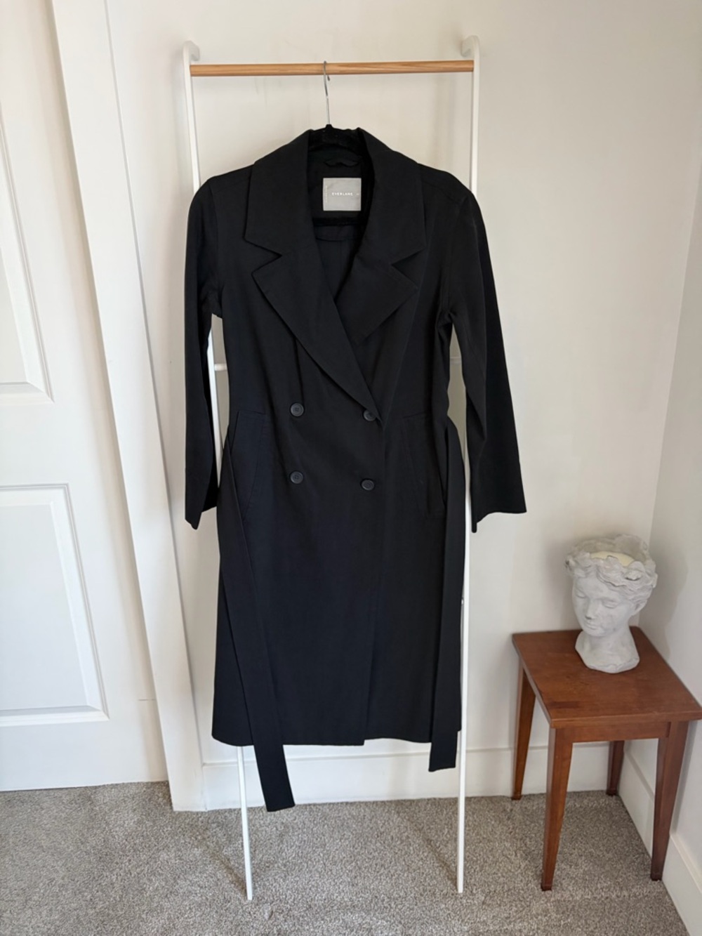 Everlane Black Oversized Coat with Notch Collar